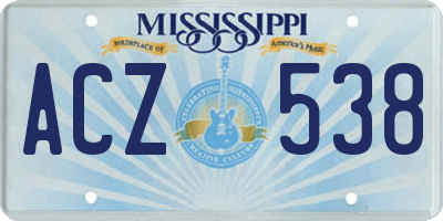 MS license plate ACZ538
