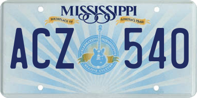MS license plate ACZ540