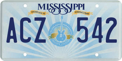MS license plate ACZ542