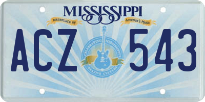 MS license plate ACZ543
