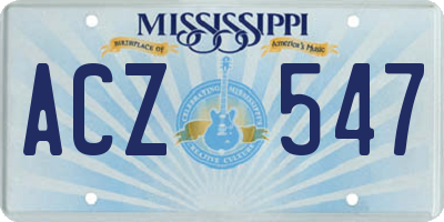 MS license plate ACZ547