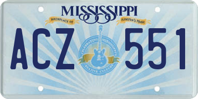 MS license plate ACZ551