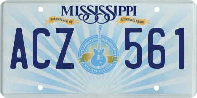 MS license plate ACZ561