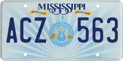 MS license plate ACZ563