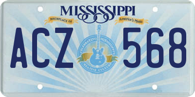 MS license plate ACZ568