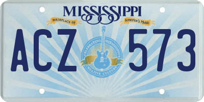 MS license plate ACZ573
