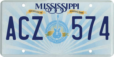 MS license plate ACZ574