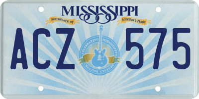 MS license plate ACZ575