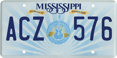 MS license plate ACZ576
