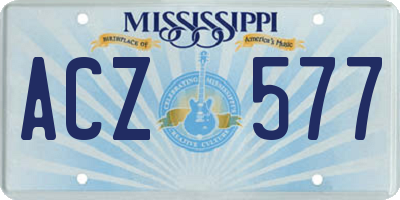 MS license plate ACZ577