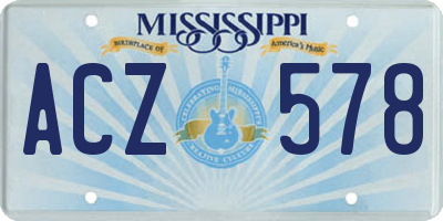 MS license plate ACZ578