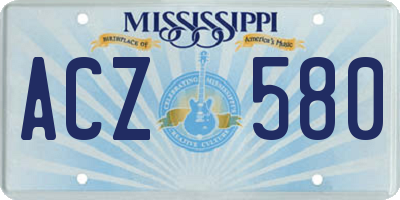 MS license plate ACZ580