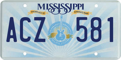 MS license plate ACZ581
