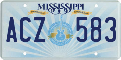 MS license plate ACZ583
