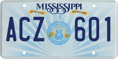 MS license plate ACZ601