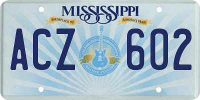 MS license plate ACZ602