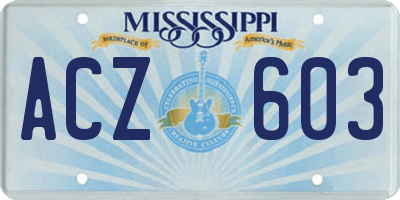 MS license plate ACZ603