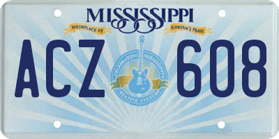 MS license plate ACZ608