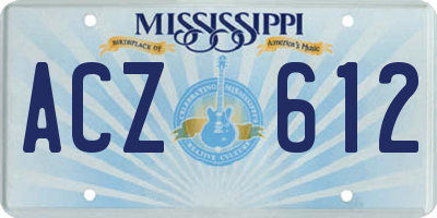 MS license plate ACZ612