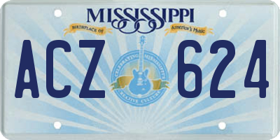 MS license plate ACZ624