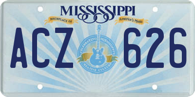 MS license plate ACZ626