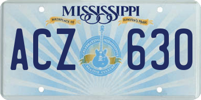MS license plate ACZ630