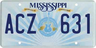 MS license plate ACZ631