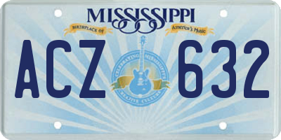 MS license plate ACZ632