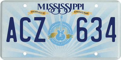 MS license plate ACZ634