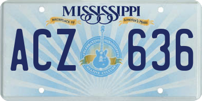 MS license plate ACZ636