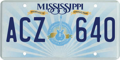 MS license plate ACZ640