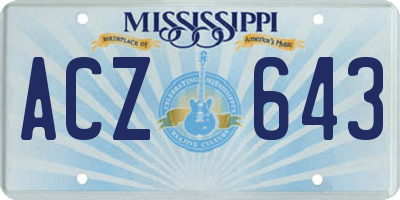 MS license plate ACZ643