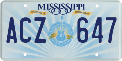 MS license plate ACZ647