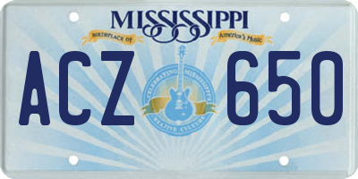 MS license plate ACZ650