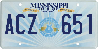 MS license plate ACZ651