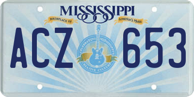 MS license plate ACZ653