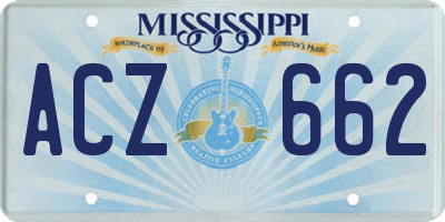 MS license plate ACZ662