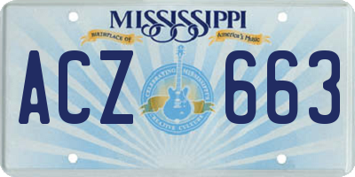 MS license plate ACZ663