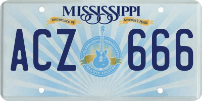 MS license plate ACZ666