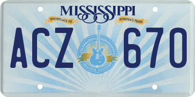 MS license plate ACZ670