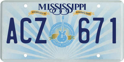 MS license plate ACZ671