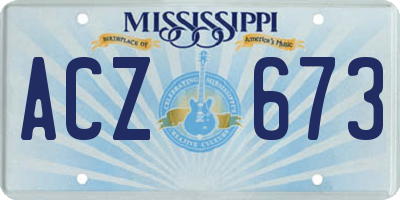 MS license plate ACZ673