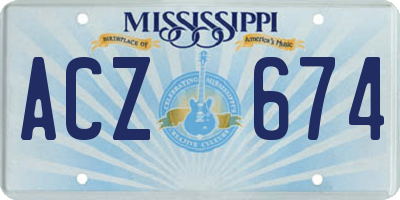 MS license plate ACZ674