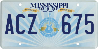 MS license plate ACZ675