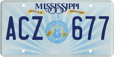 MS license plate ACZ677