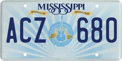 MS license plate ACZ680