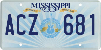 MS license plate ACZ681