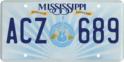 MS license plate ACZ689