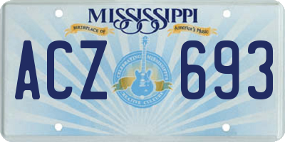 MS license plate ACZ693
