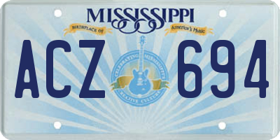 MS license plate ACZ694